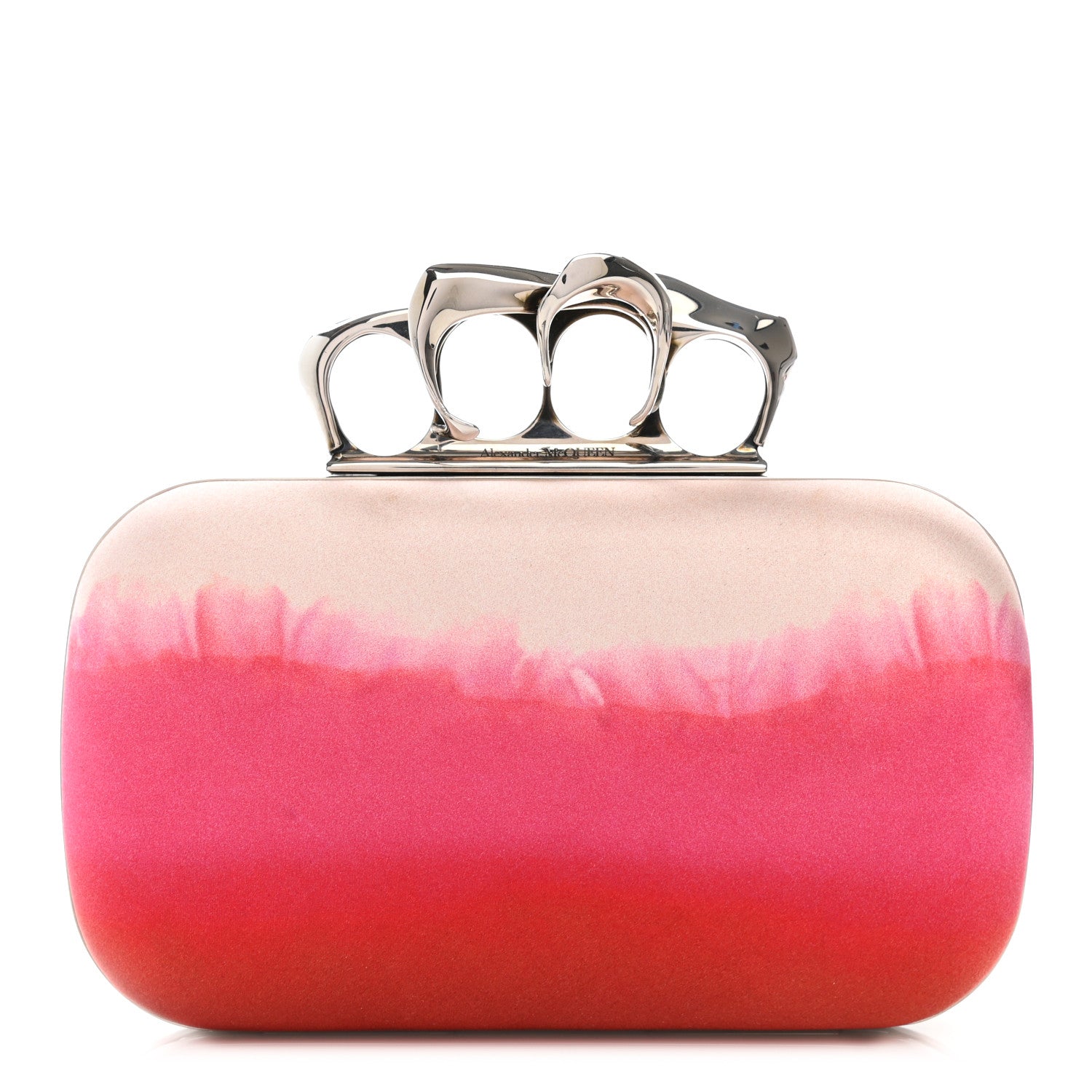 Alexander McQueen Satin Salamander Knuckle Box Clutch Fuchsia Red 1 of 9