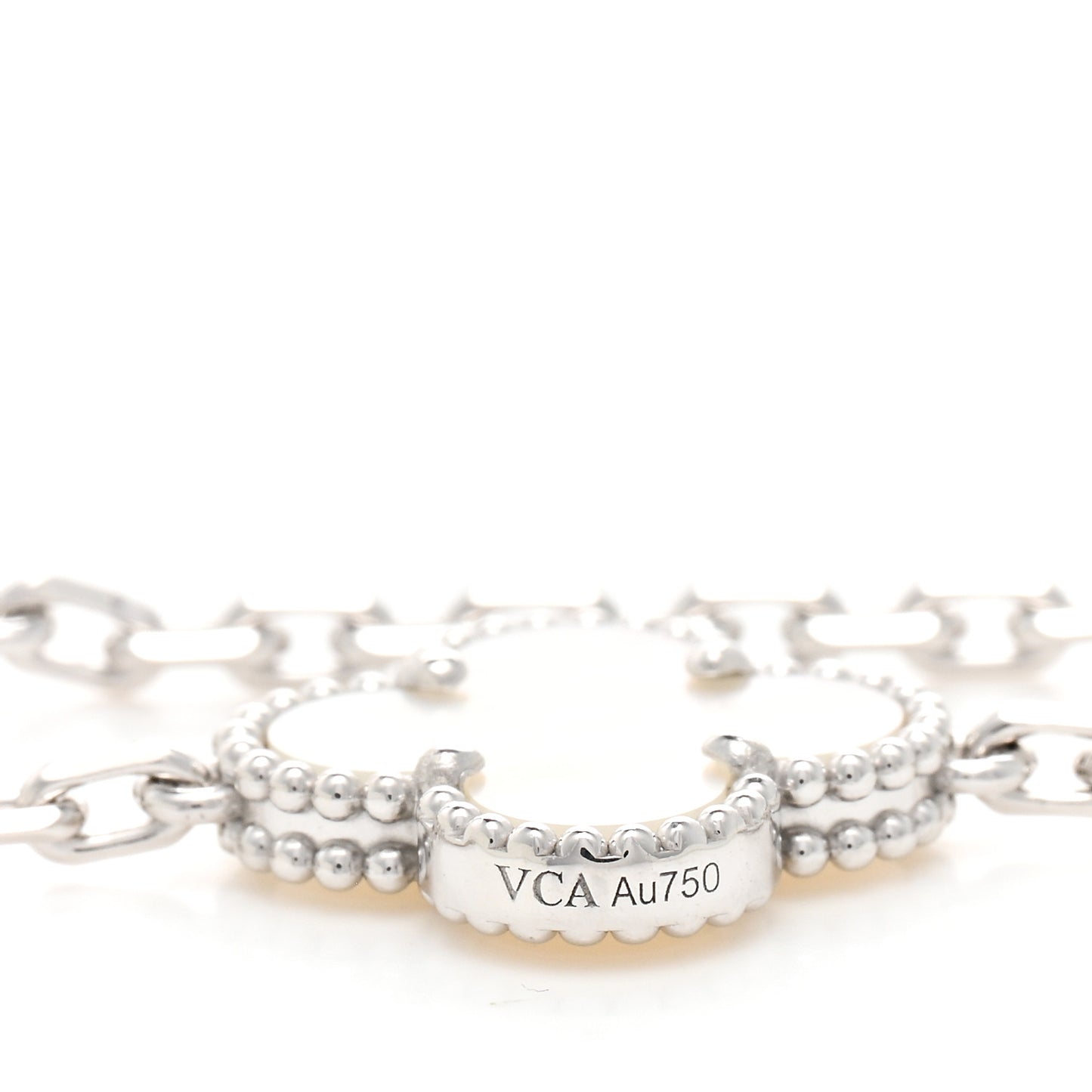 18K White Gold Mother of Pearl 10 Motifs Vintage Alhambra Necklace