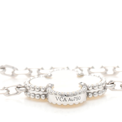 Van Cleef & Arpels 18K White Gold Mother of Pearl 10 Motifs Vintage Alhambra Necklace 5 of 5