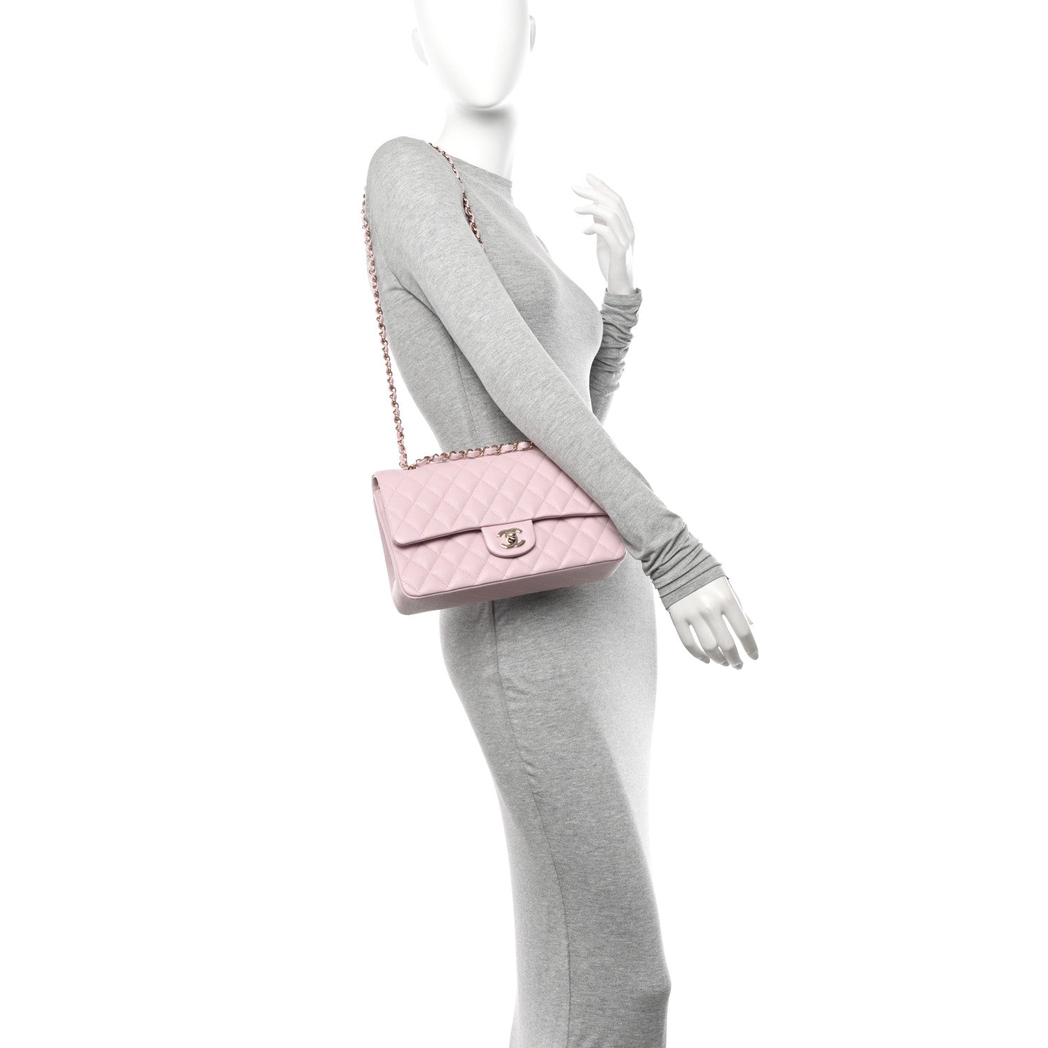 Chanel Caviar Quilted Medium Double Flap Light Pink 2 of 10