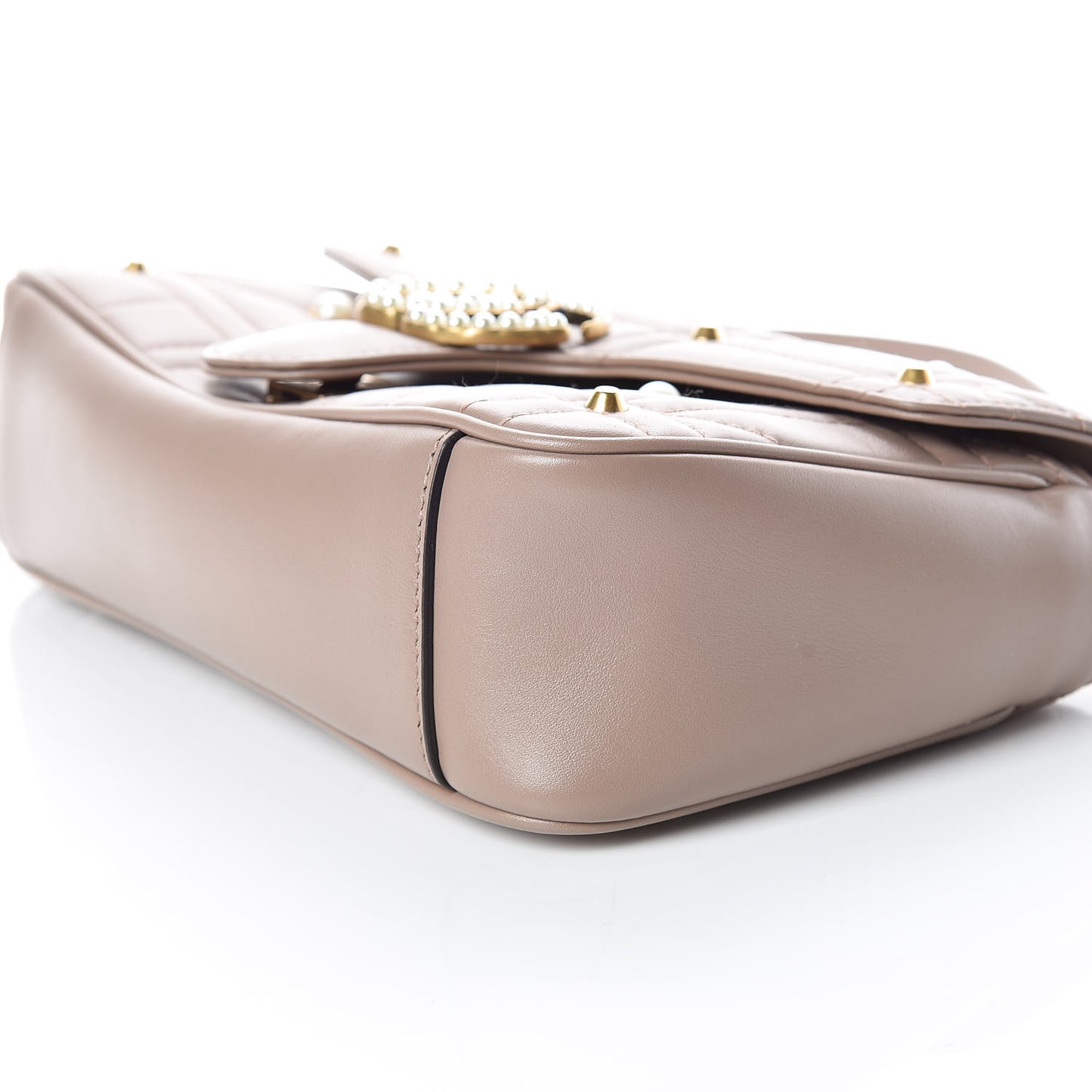Calfskin Matelasse Studded Mini Pearly GG Marmont Shoulder Bag Porcelain Rose