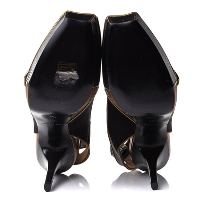 Louis Vuitton Lizard Suede Satin Sugar Platform Slingbacks 39 Black Brown 6 of 9