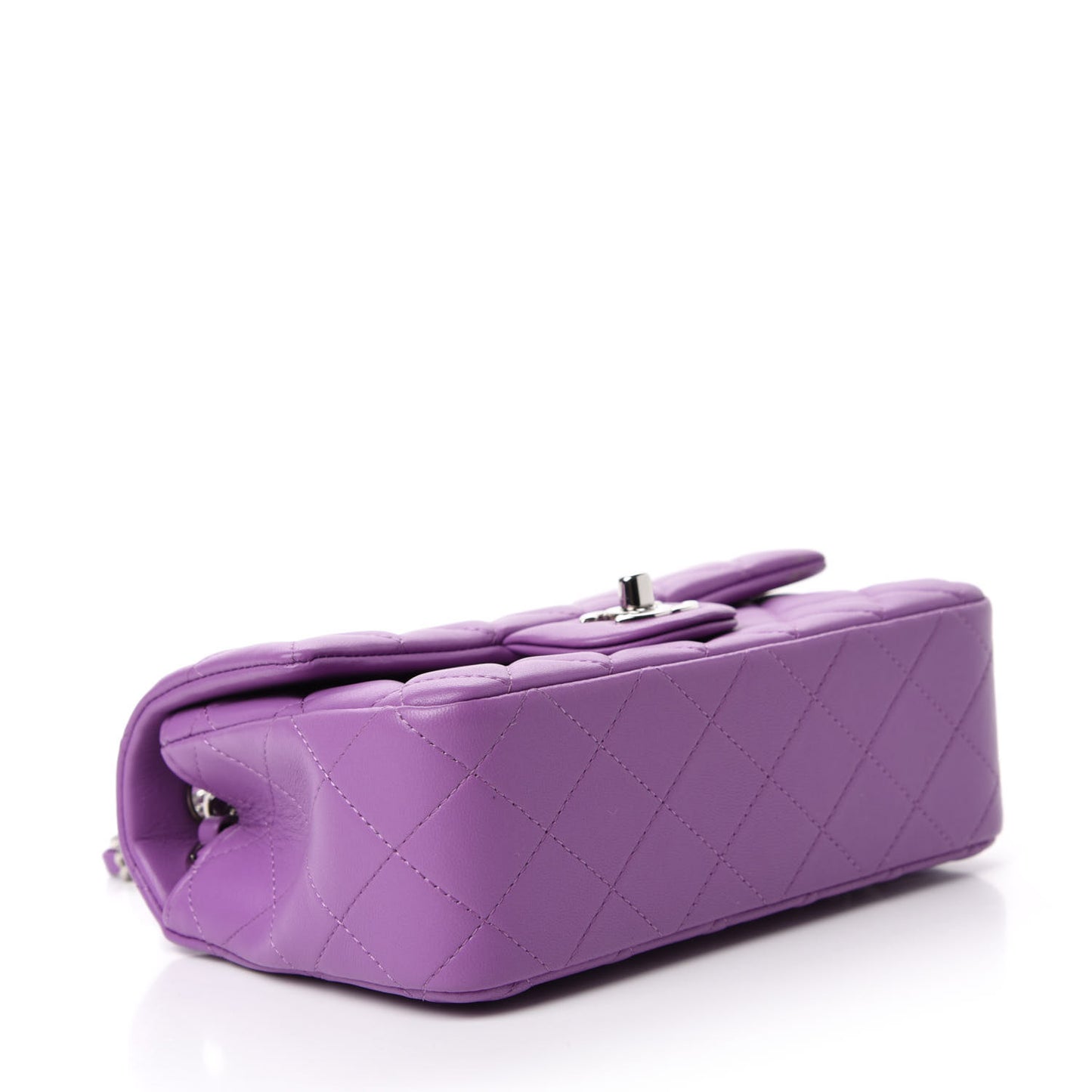 Lambskin Quilted Mini Rectangular Flap Purple