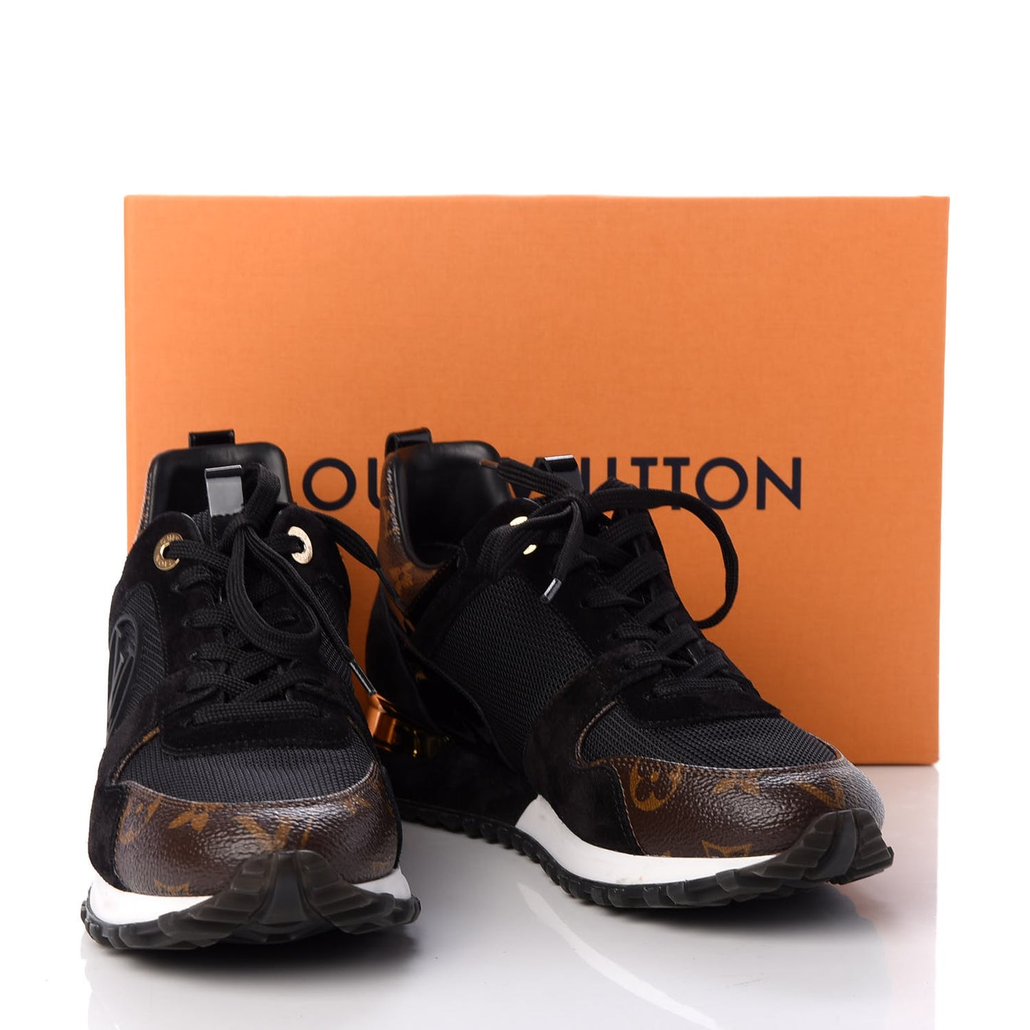 Suede Monogram Run Away Sneakers 36.5 Black