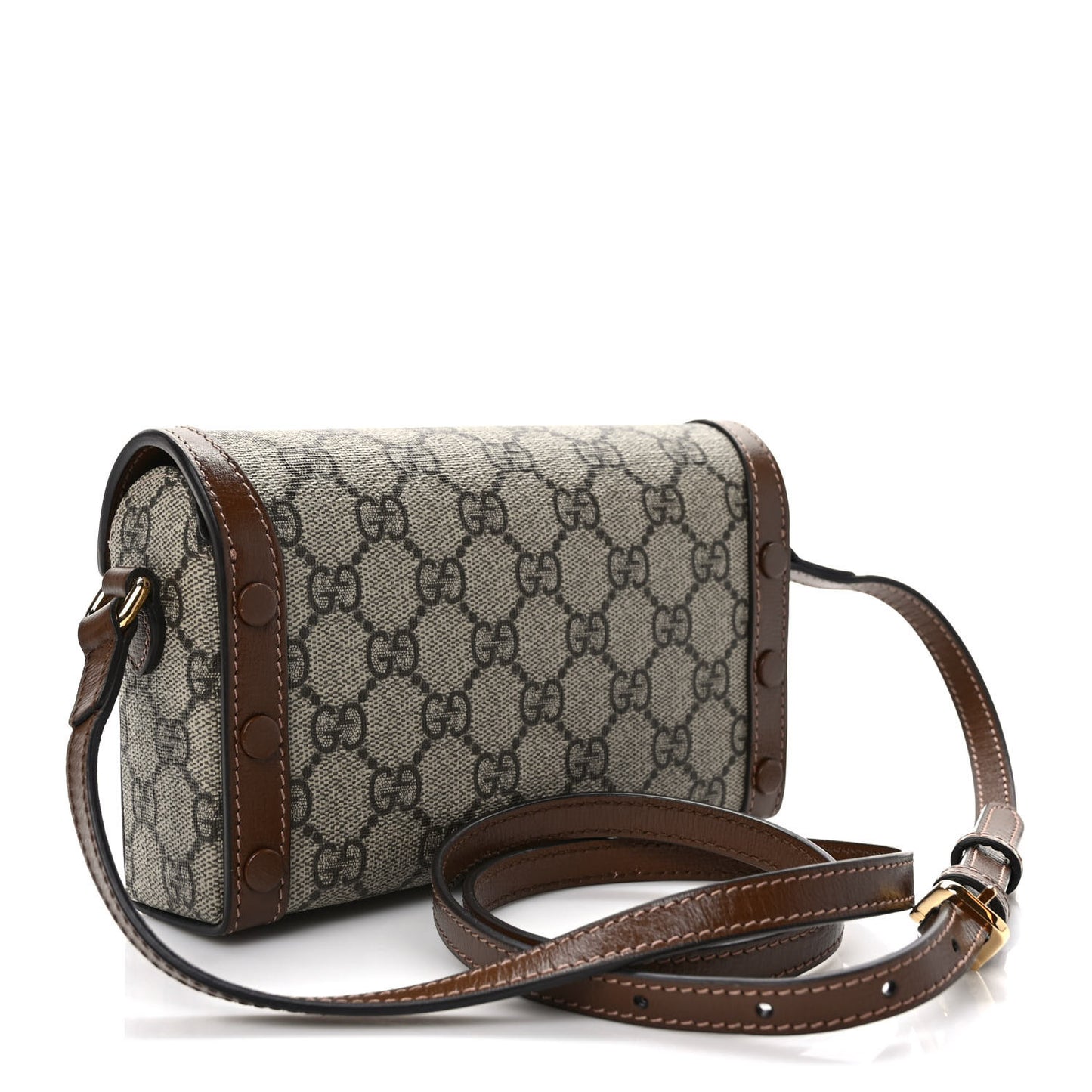GG Supreme Monogram Mini Horsebit 1955 Shoulder Bag Beige Brown Sugar