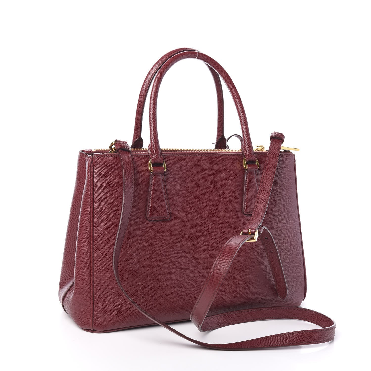 Prada Saffiano Medium Galleria Double Zip Tote Cherry 2 of 10