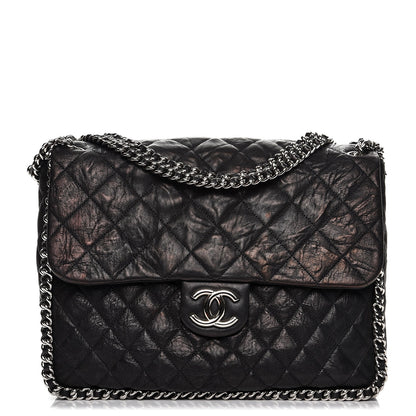 Chanel Washed Lambskin Quilted Maxi Chain Around Flap Black 1 of 9