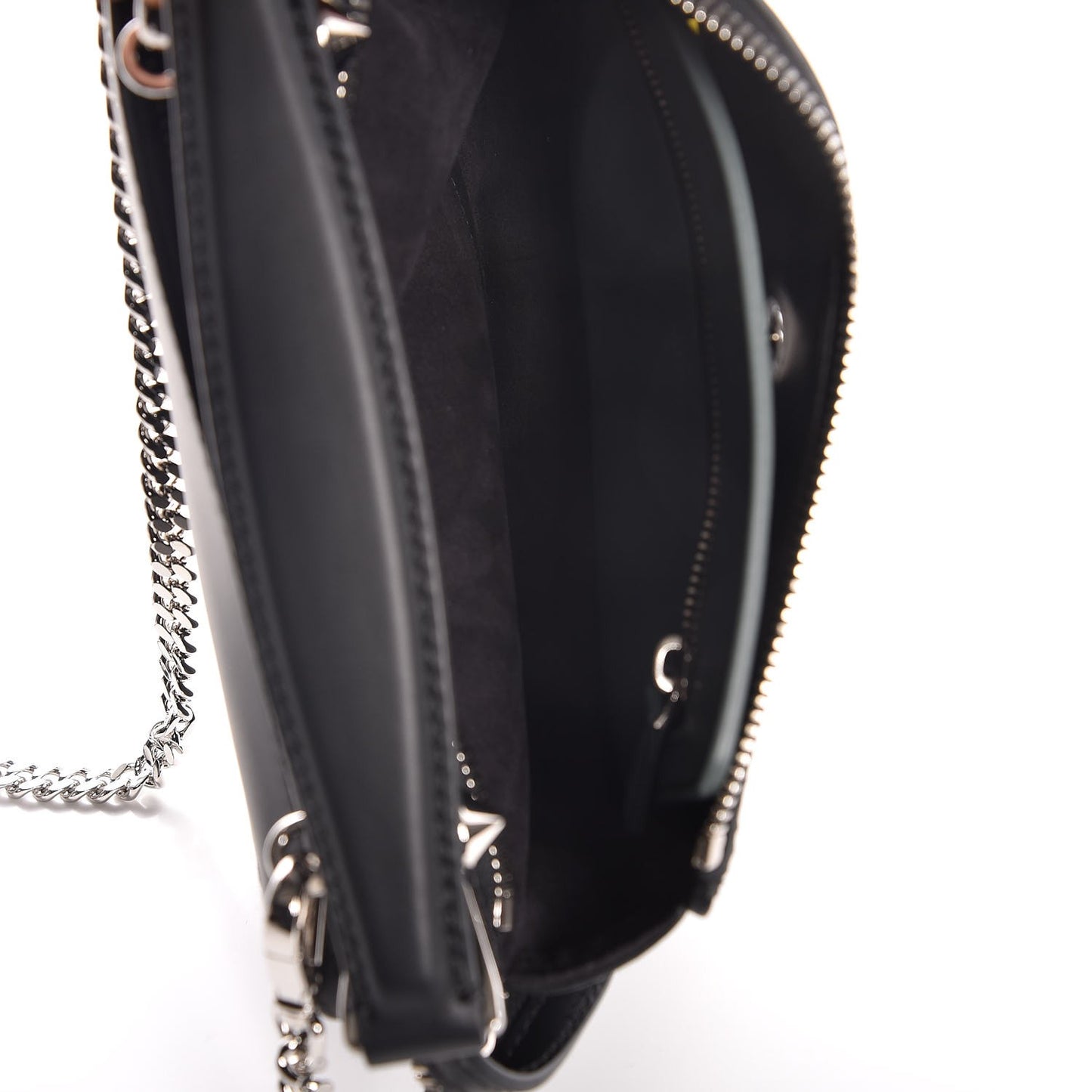 Vitello Baltico Shiny Nappa Lace Up Floral Small Dotcom Click Chain Satchel Black