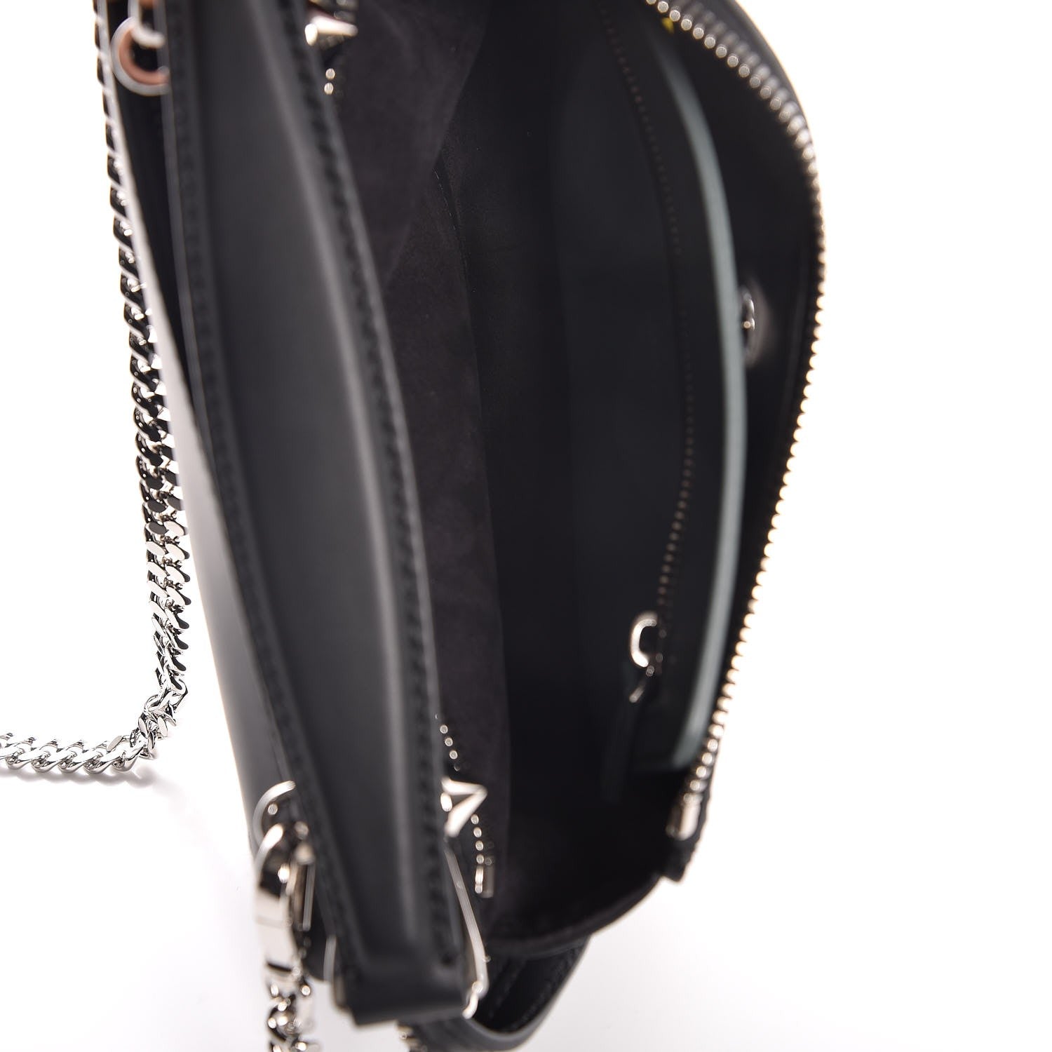 Fendi Vitello Baltico Shiny Nappa Lace Up Floral Small Dotcom Click Chain Satchel Black 6 of 8