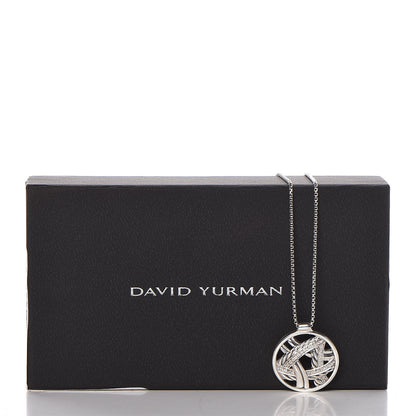 David Yurman Sterling Silver Diamond Papyrus Pendant Necklace 7 of 7