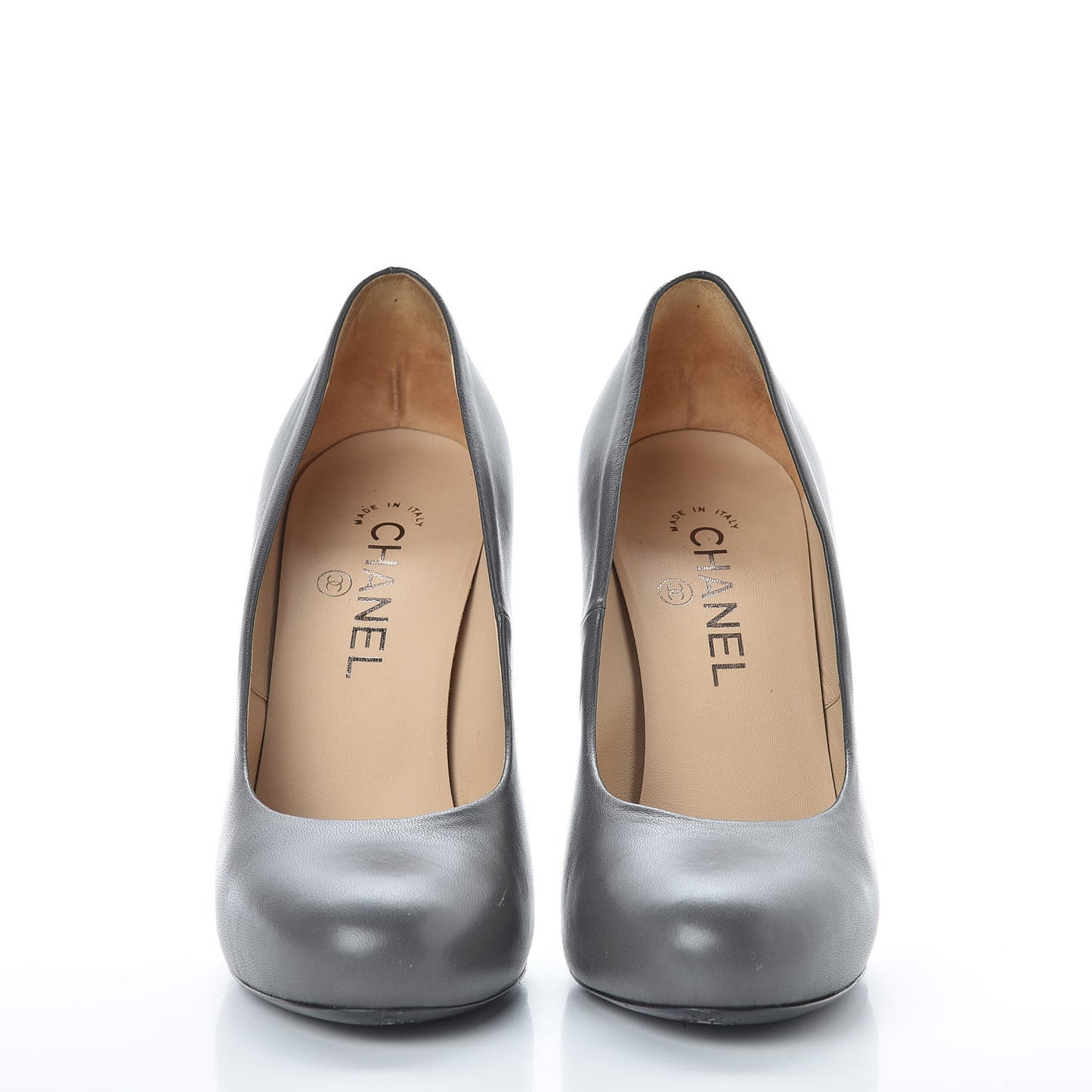 Lambskin CC Round Toe Pumps 38.5 Grey