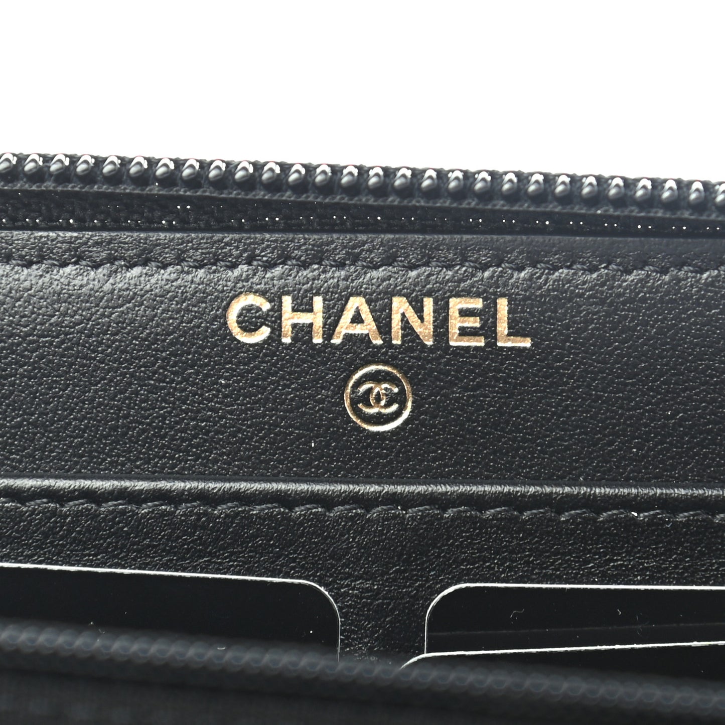 Caviar Chevron Quilted Zip Around Boy Wallet Black