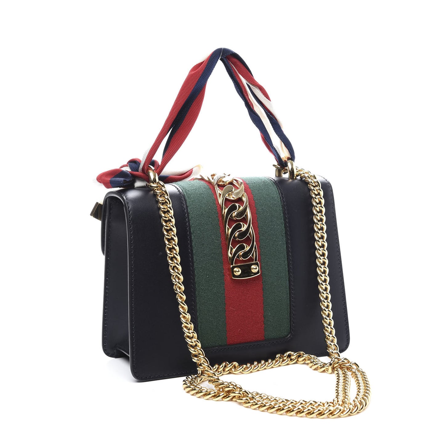 Calfskin Mini Sylvie Chain Shoulder Bag Navy