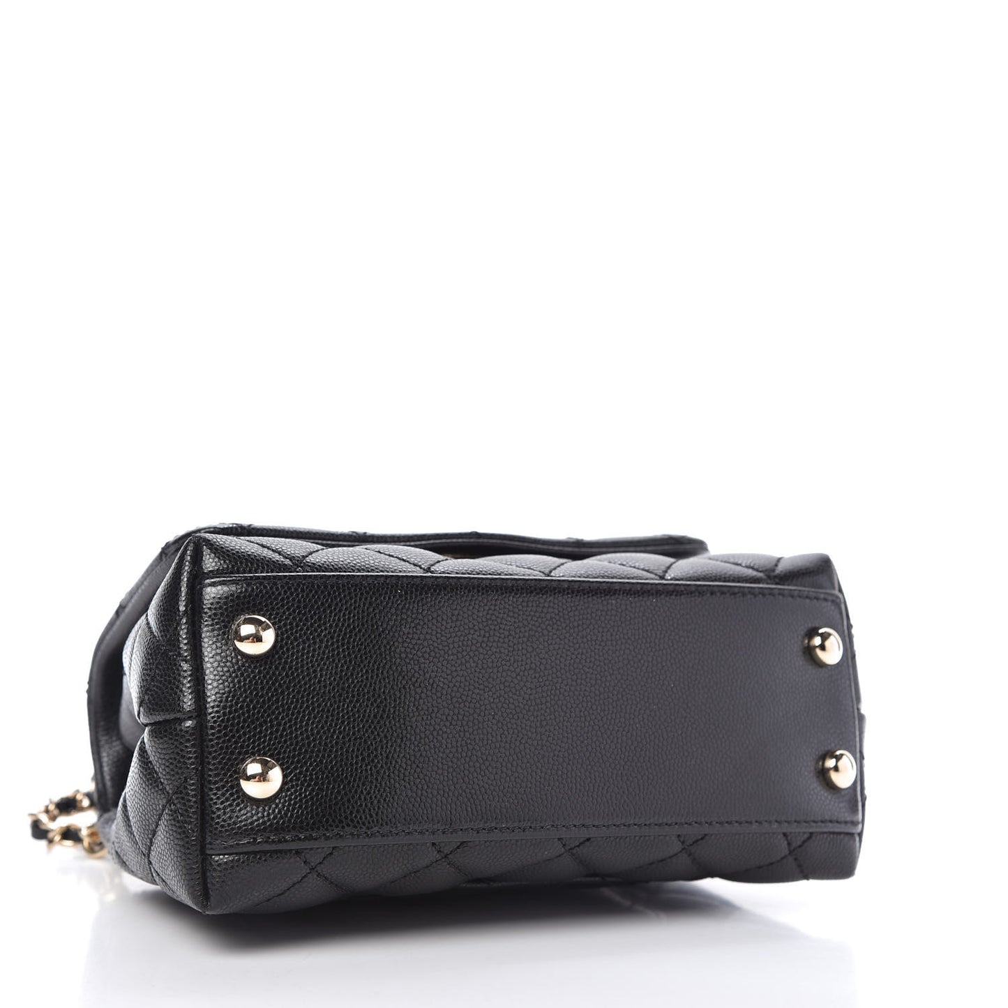Caviar Lizard Embossed Quilted Extra Mini Coco Handle Flap Black