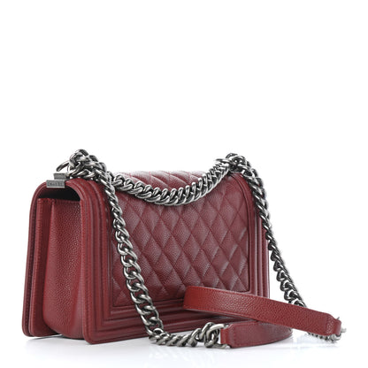 Chanel Caviar Quilted Medium Boy Flap Dark Red 2 of 5