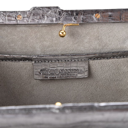 Nancy Gonzalez Metallic Crocodile Slim Frame Chain Clutch Silver 6 of 7
