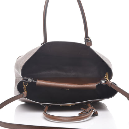 Prada Saffiano Cuir Large Double Bag Cacao 6 of 9