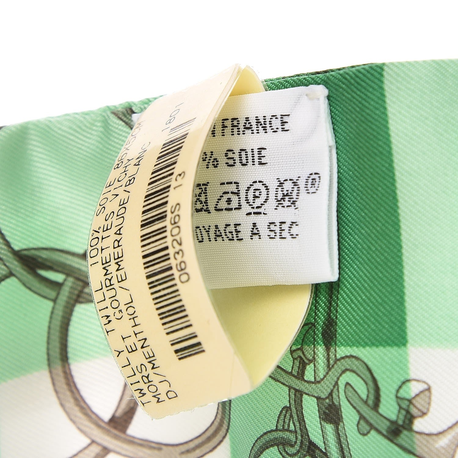 Hermes Silk Mors Et Gourmettes Vichy Twilly Menthol Emeraude Blanc 5 of 6