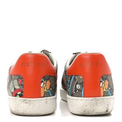 Gucci X DISNEY GG Supreme Monogram Web Donald Duck Womens Ace Sneakers 36.5 Beige New Acero Orange 6 of 11