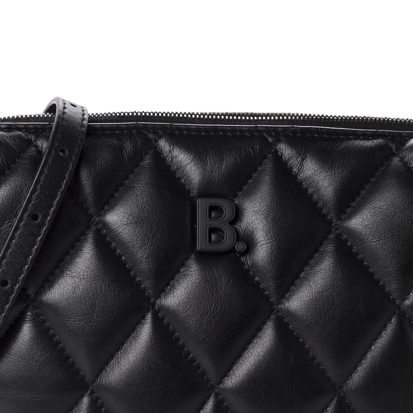Nappa Calfskin Quilted Touch B Camera Shoulder Bag Black
