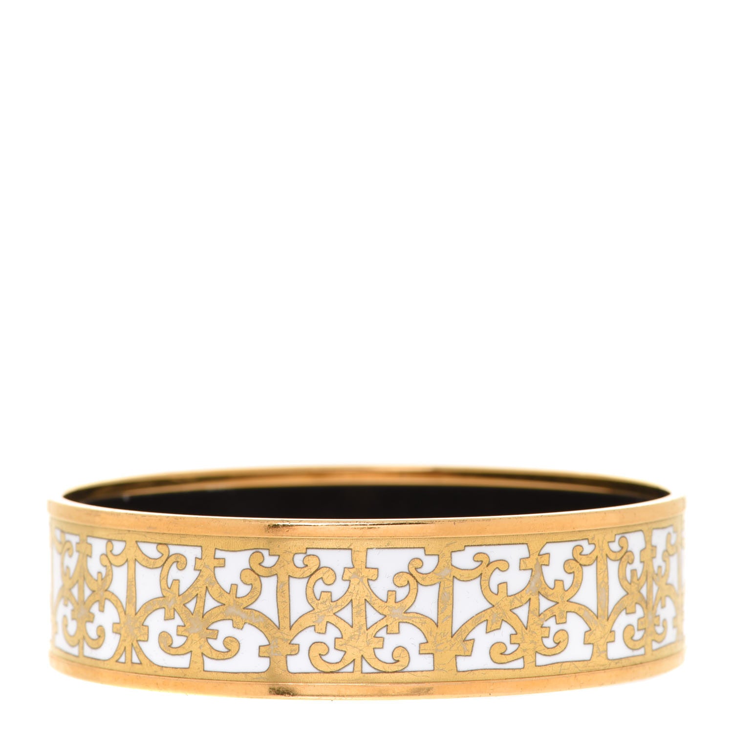 Hermes Enamel Printed Wide Balcons du Guadalquivir Bracelet 62 Gold 3 of 6