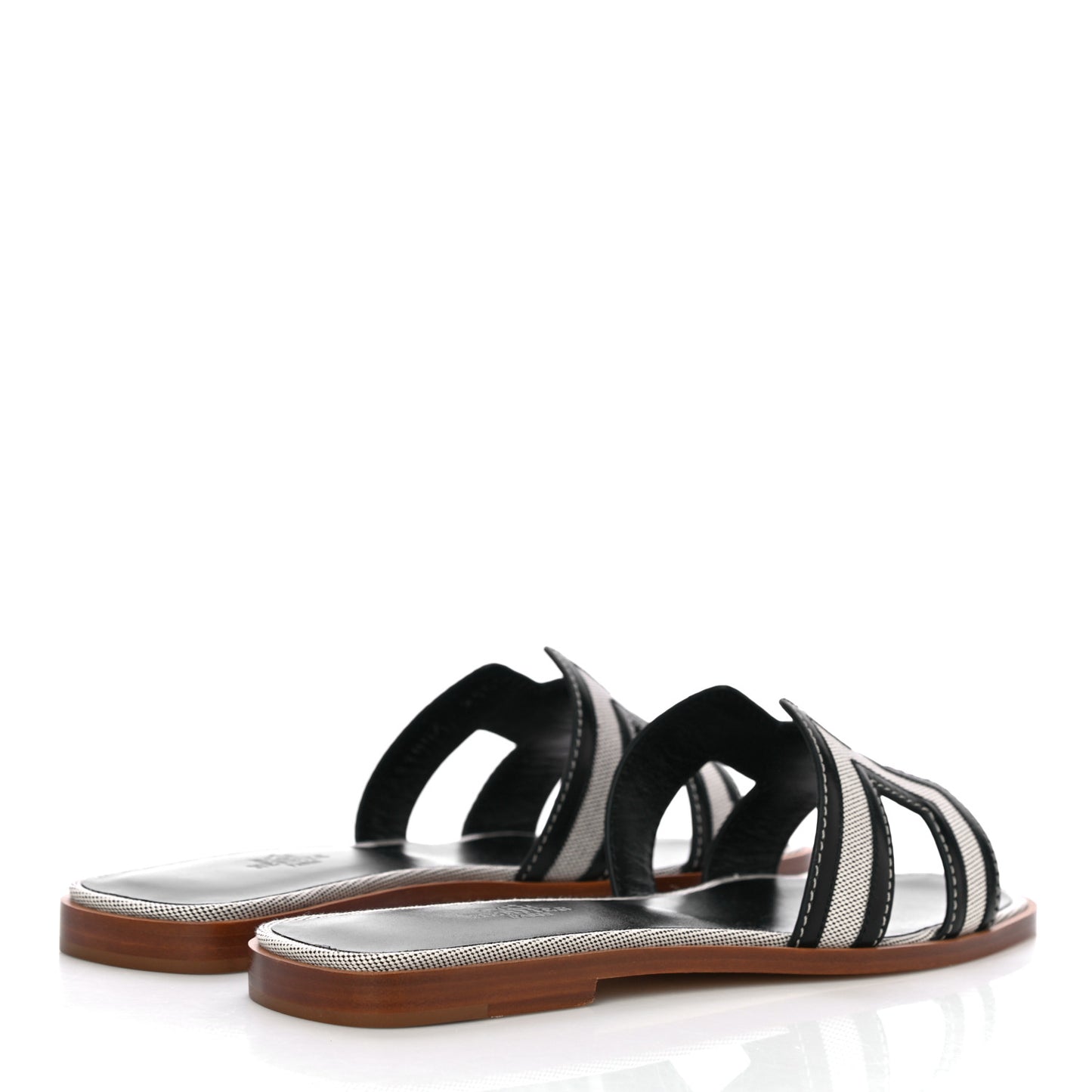 Calfskin Canvas Oran Sandals 38 Black