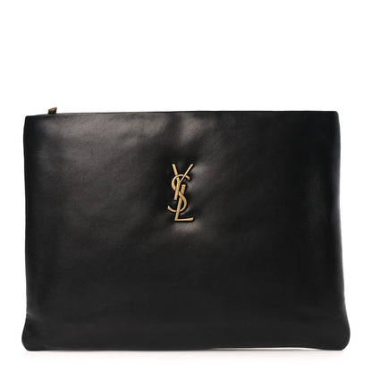 Saint Laurent Lambskin Small Calypso Pouch Black 1 of 9