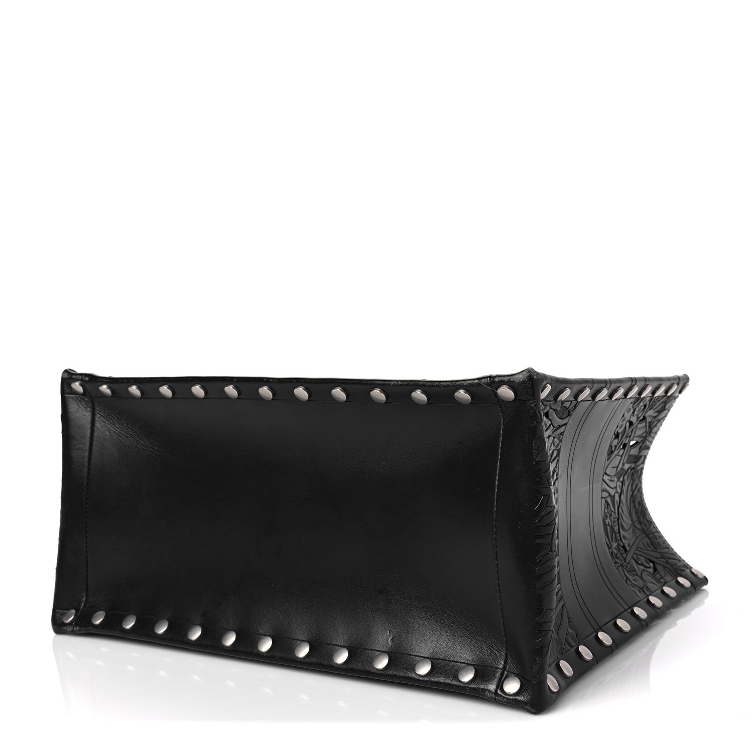 Christian Dior Calfskin Laser Cut Studded Medium Book Tote Black 7 of 7