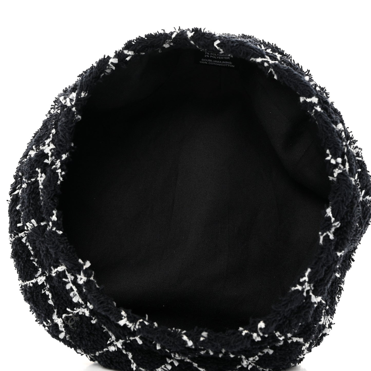 Tweed Beret Hat M Black White