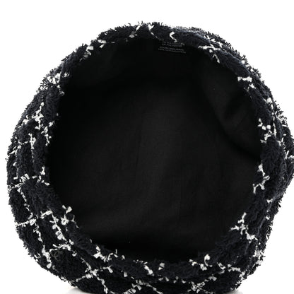 Chanel Tweed Beret Hat M Black White 7 of 8