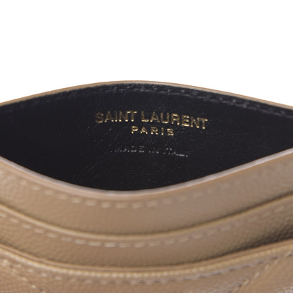Saint Laurent Grain De Poudre Matelasse Chevron Monogram Credit Card Case Dark Latte 6 of 8