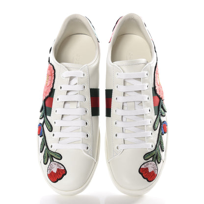 Gucci Calfskin Web Floral Embroidered Ace Sneakers 38 White 4 of 12