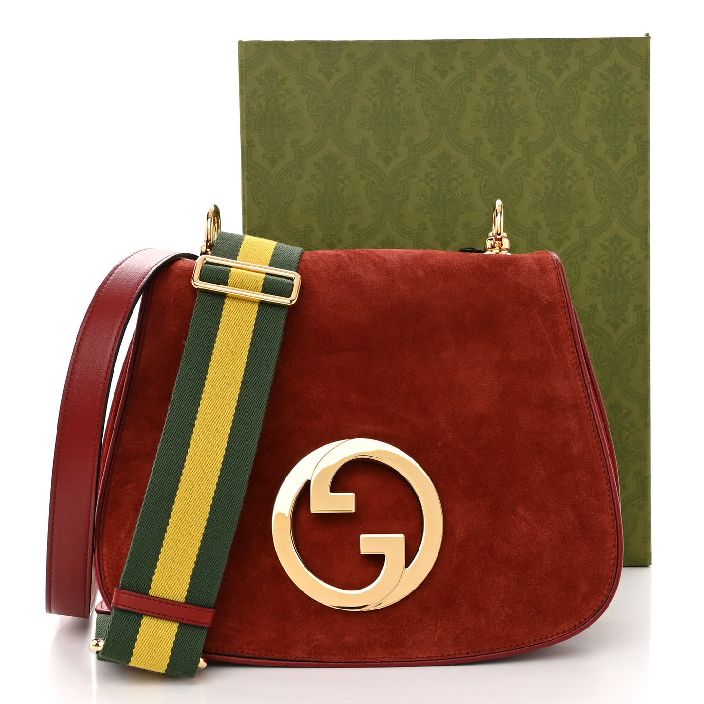 Suede Talco Roxy Calfskin Web Medium Blondie Shoulder Flap Bag Blondie Red