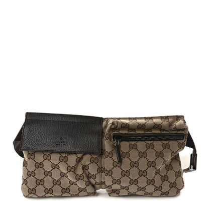 Gucci GG Monogram Double Pocket Belt Bag Dark Brown 1 of 9
