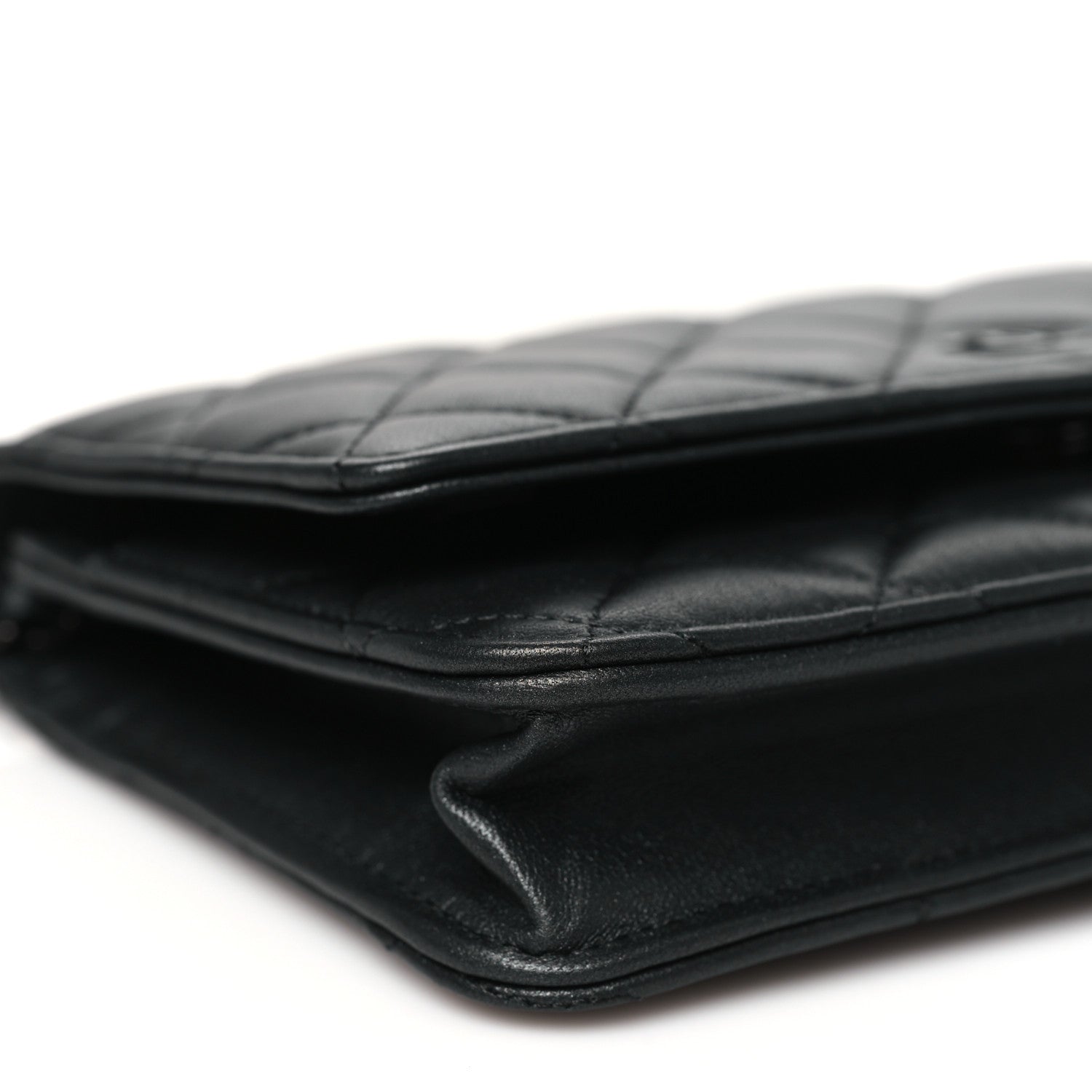 Chanel Iridescent Lambskin Quilted Wallet On Chain WOC So Black 10 of 12