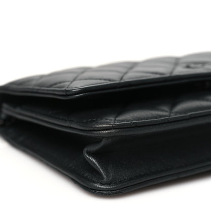 Chanel Iridescent Lambskin Quilted Wallet On Chain WOC So Black 10 of 12