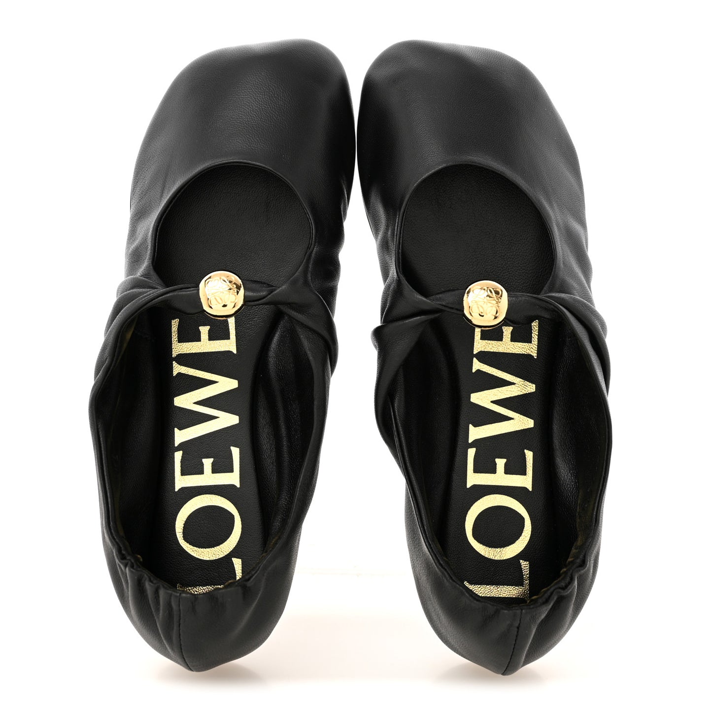 Lambskin Pebble Ballerina Flats 36 Black