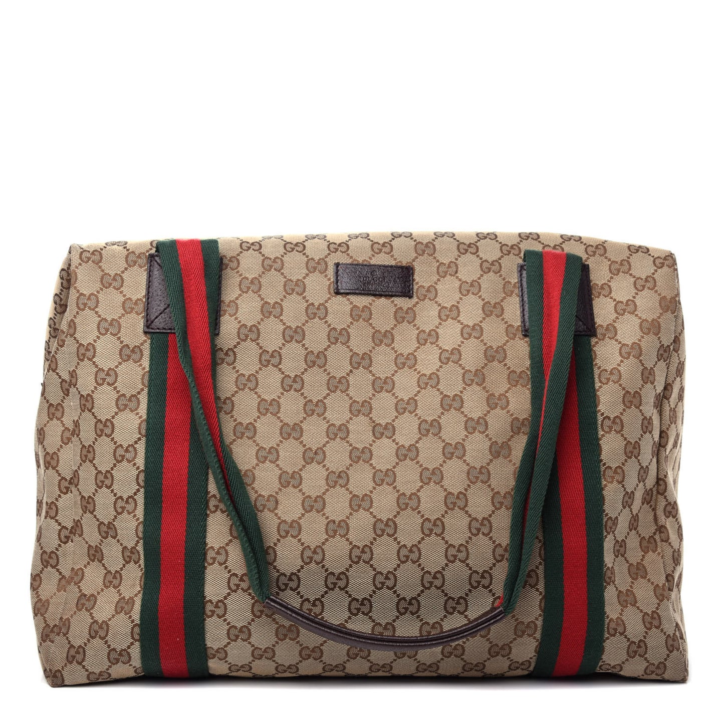 GG Monogram Web Medium Collapsible Carry On Duffle Beige Brown