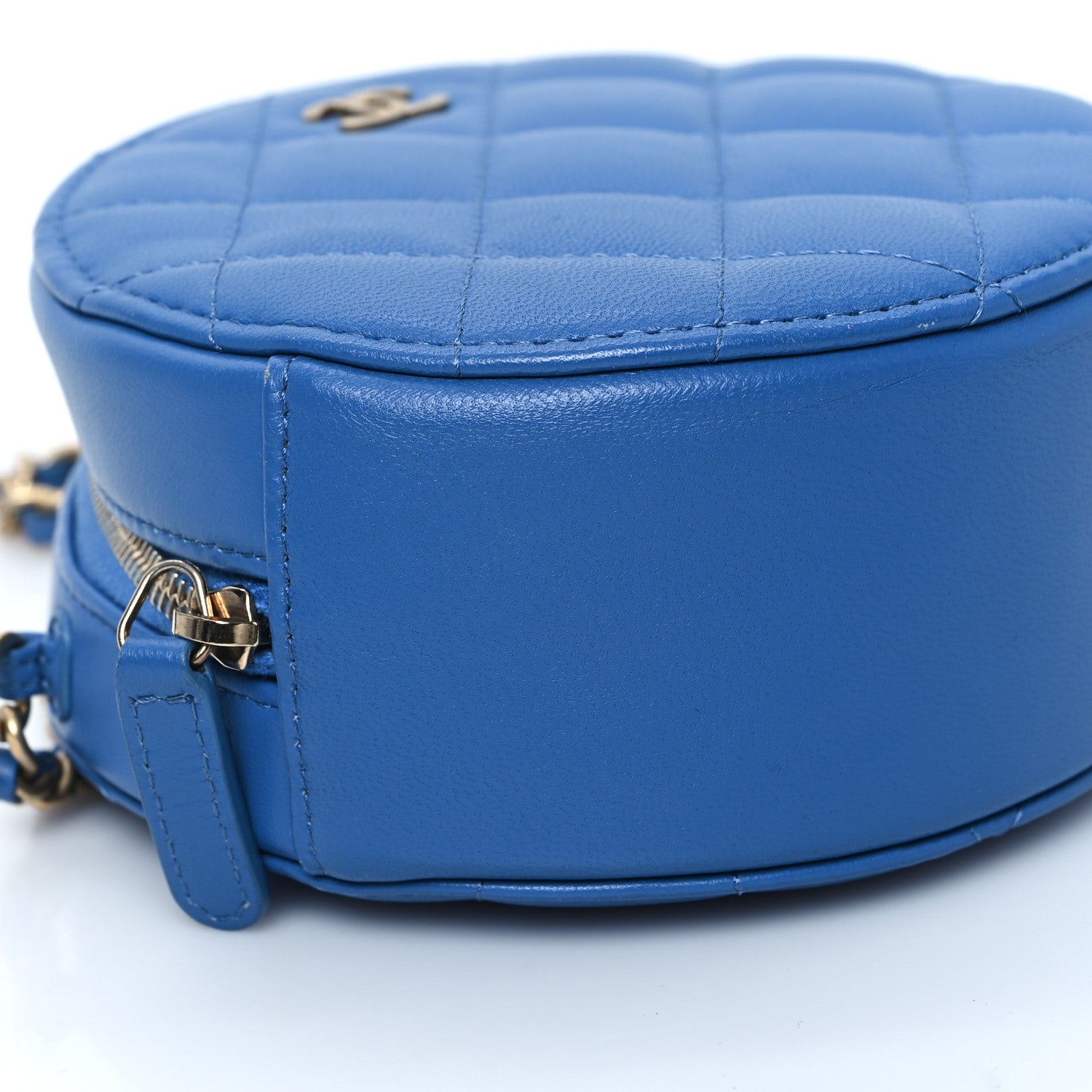 Chanel Lambskin Quilted Round Clutch With Chain Blue 9 of 10