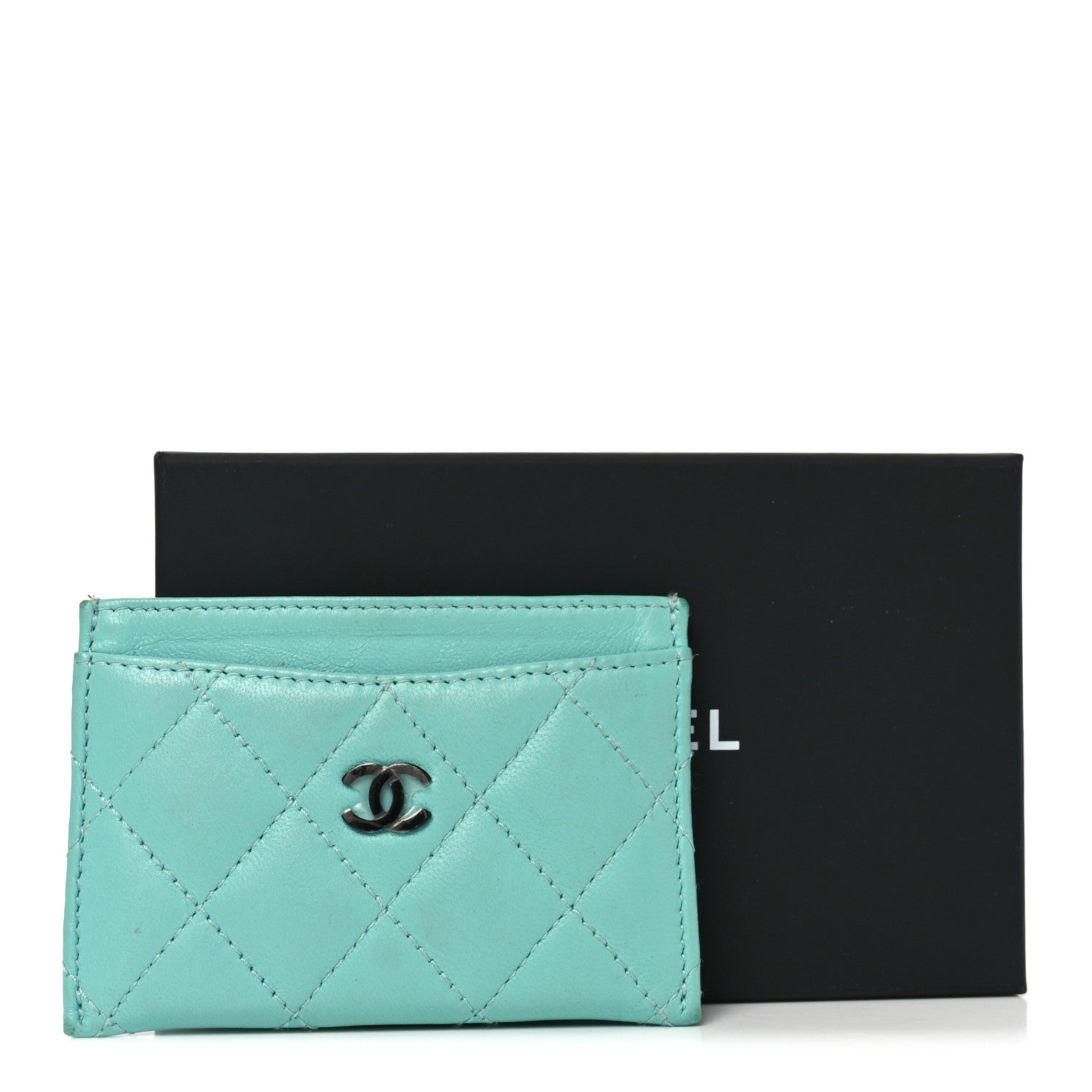 Chanel Lambskin Quilted Card Holder Turquoise 9 of 9