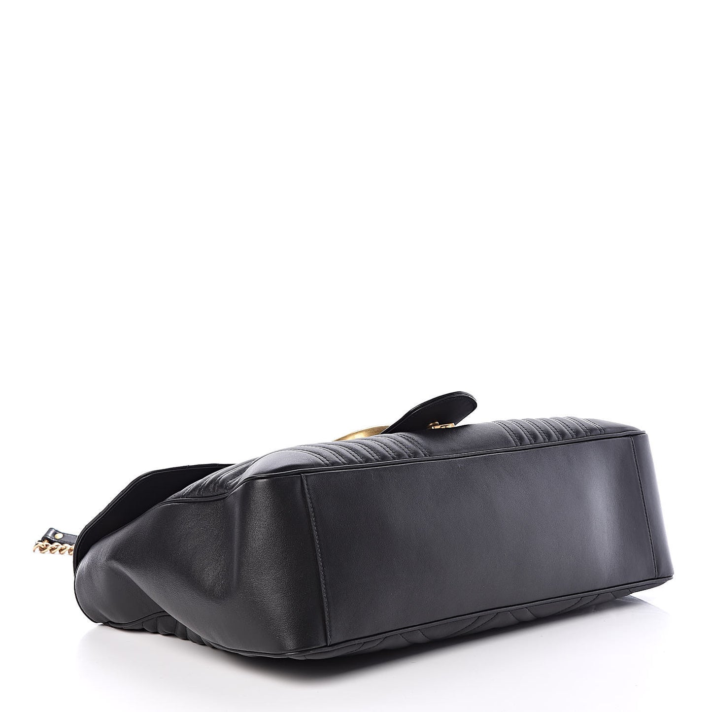 Calfskin Matelasse Maxi GG Marmont Top Handle Shoulder Bag Black
