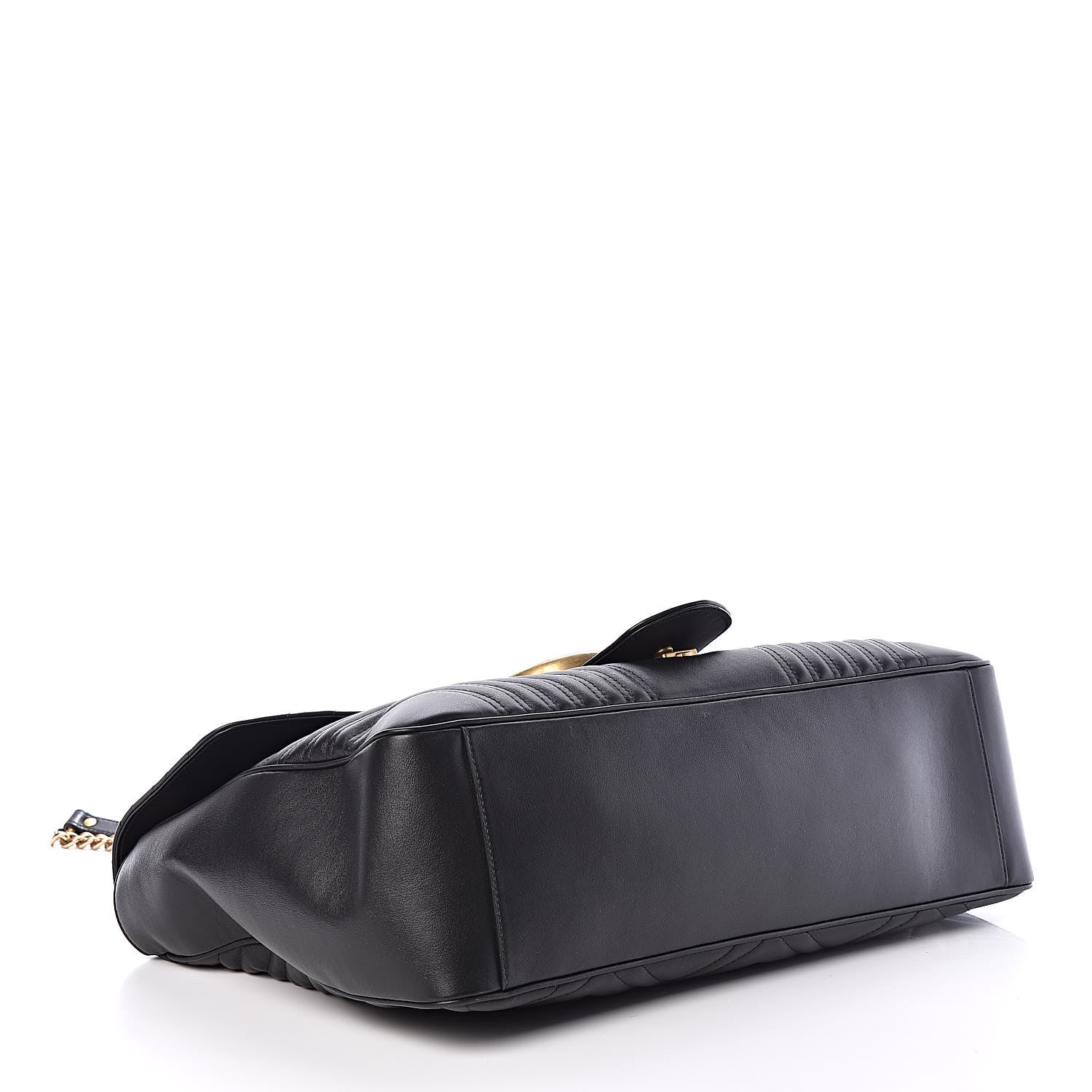 Gucci Calfskin Matelasse Maxi GG Marmont Top Handle Shoulder Bag Black 4 of 9