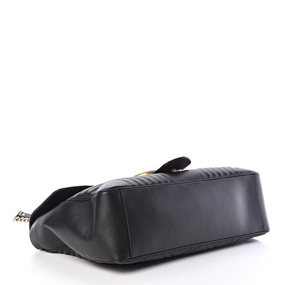 Gucci Calfskin Matelasse Maxi GG Marmont Top Handle Shoulder Bag Black 4 of 9