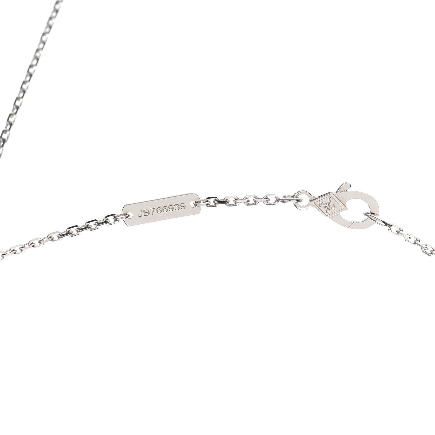 18K White Gold Diamond Vintage Alhambra Pendant Necklace