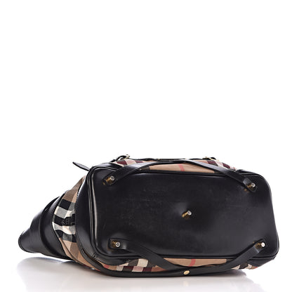 Burberry House Check Bridle Calfskin Medium Lynher Tote Black 4 of 15