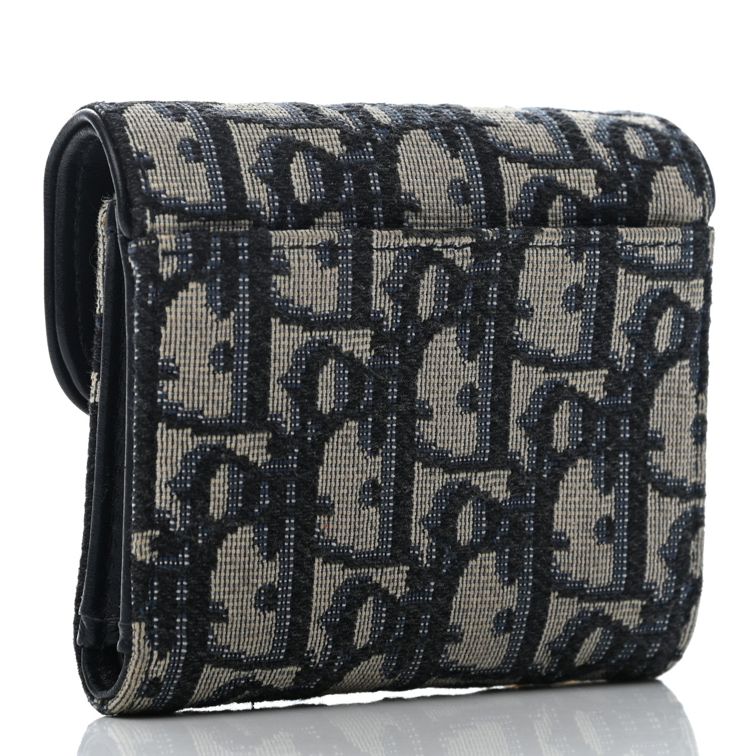 Christian Dior Oblique Saddle Lotus Wallet Blue 3 of 7