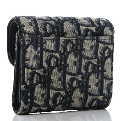 Christian Dior Oblique Saddle Lotus Wallet Blue 3 of 7