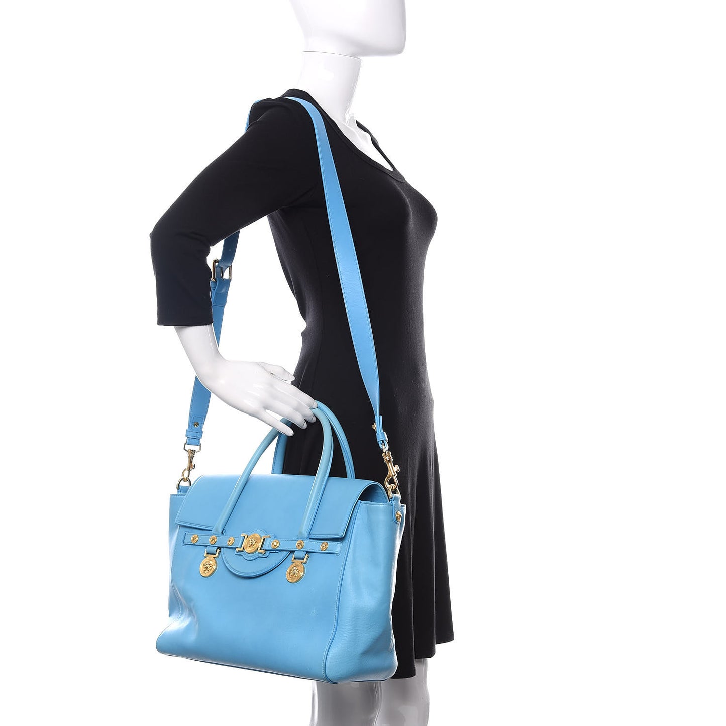 Calfskin Large Signature Satchel Blue