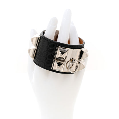 Hermes Matte Alligator Collier De Chien CDC Bracelet S Black 2 of 7