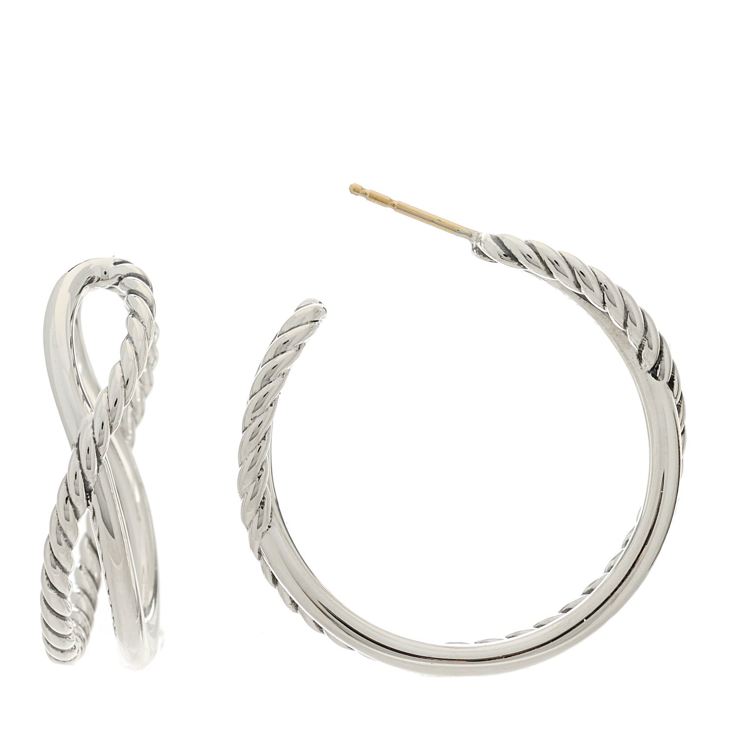 Sterling Silver Crossover Cable Hoop Earrings
